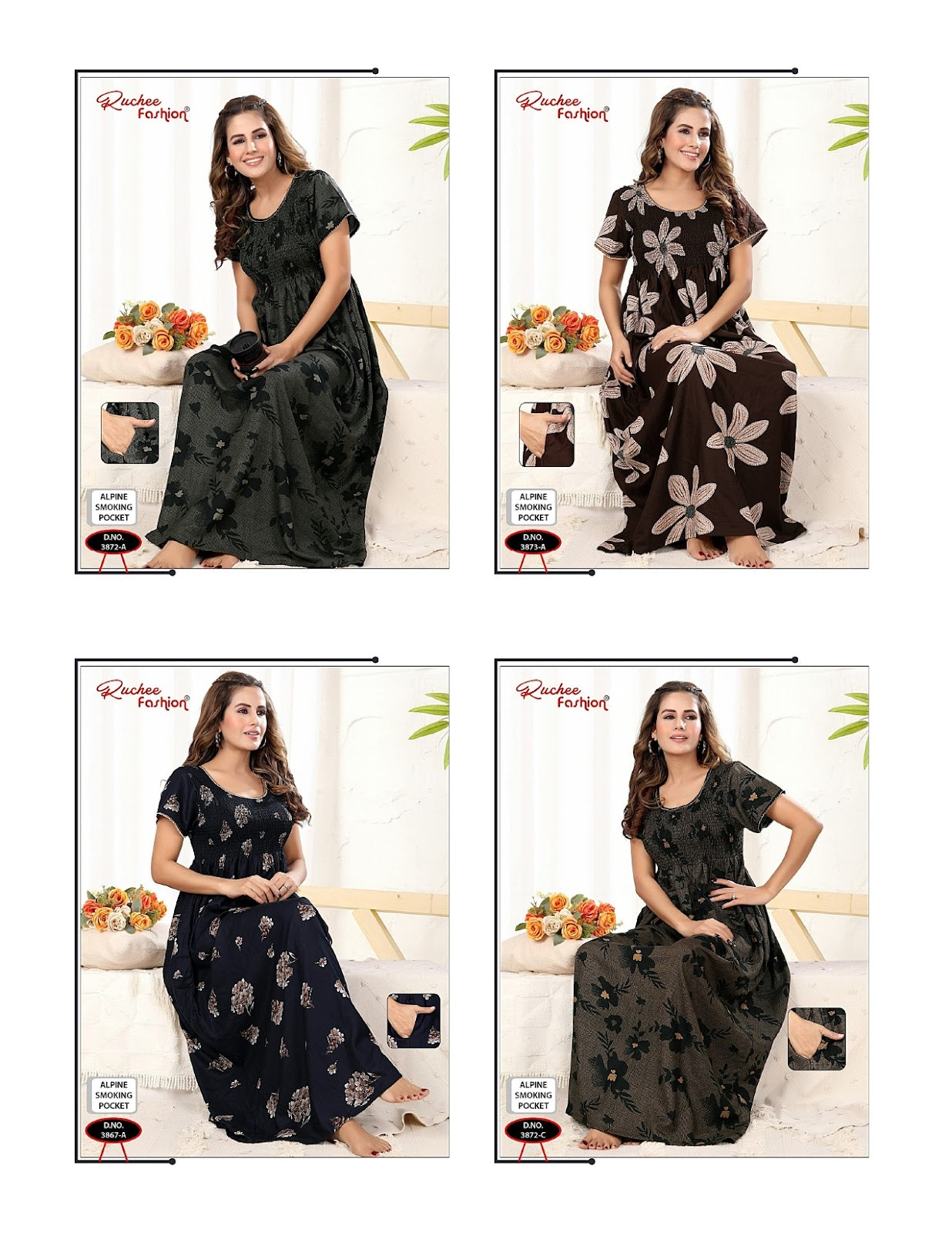 Smoking Pocket Ruchee Fashion Alpine Night Gowns Wholesaler Gujarat