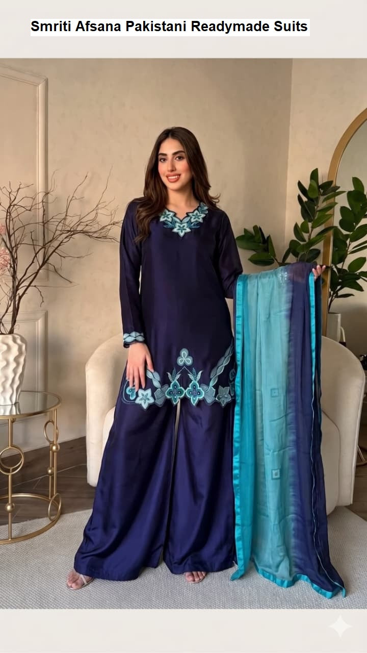 Smriti Afsana Satin Pakistani Readymade Suits Exporter Gujarat