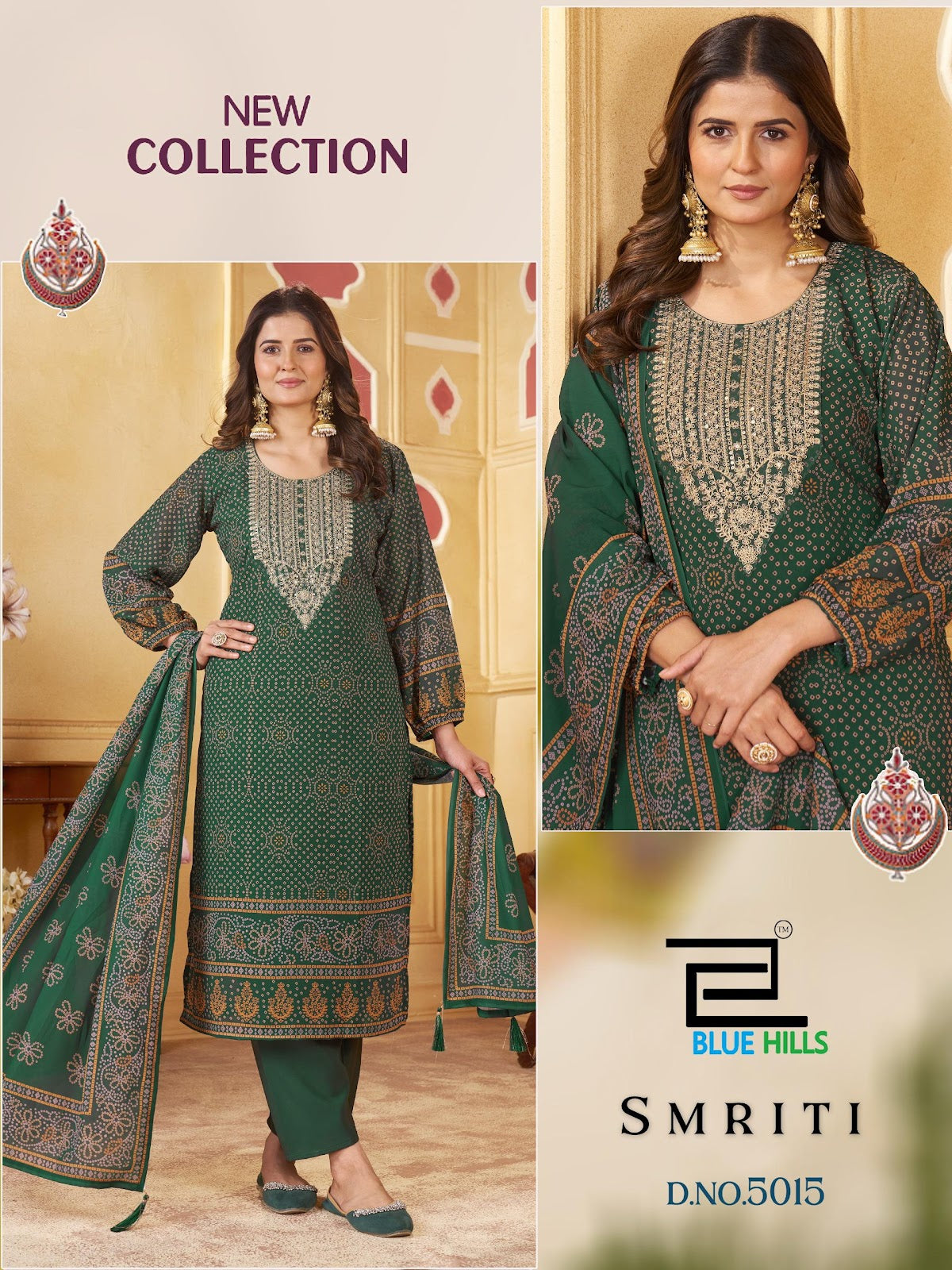 Smriti Blue Hills Chiffon Readymade Pant Style Suits Wholesaler Gujarat