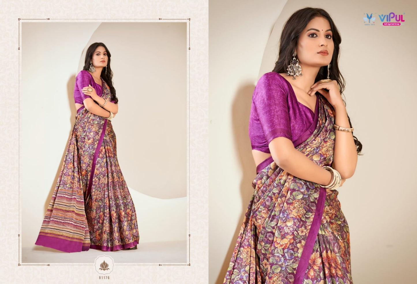 Smriti Vipul Satin Silk Sarees Manufacturer