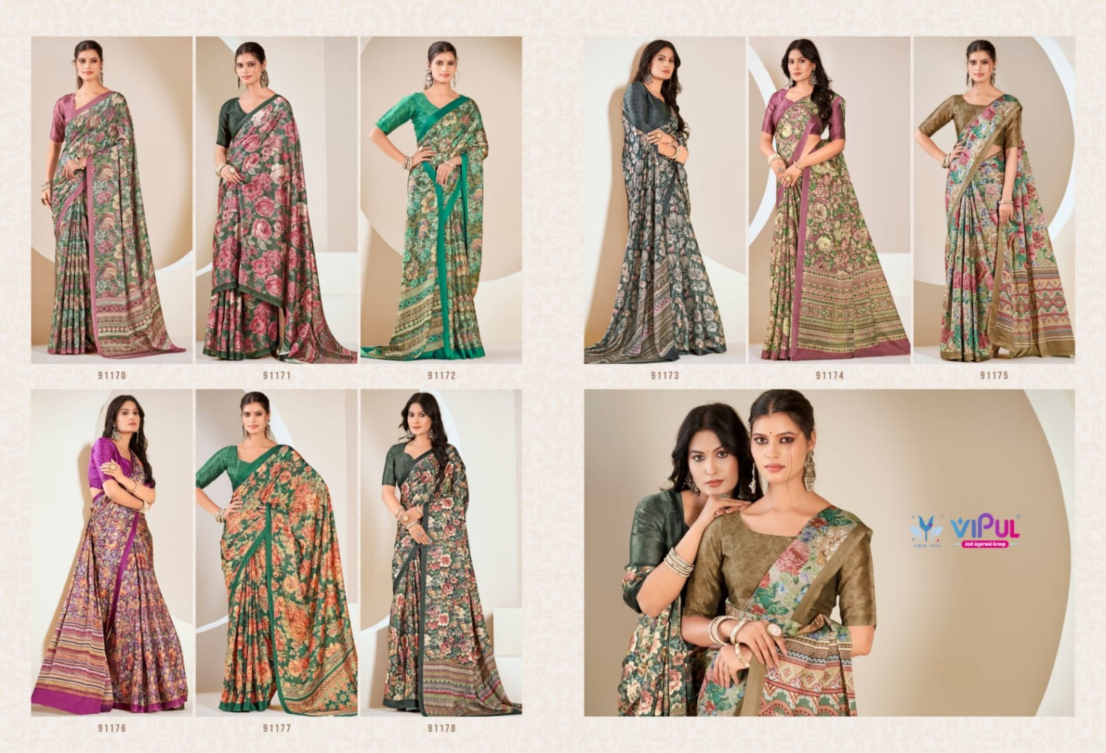 Smriti Vipul Satin Silk Sarees Manufacturer