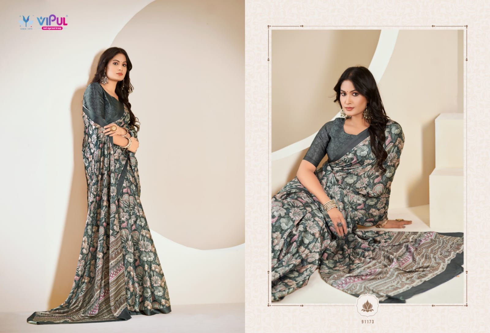 Smriti Vipul Satin Silk Sarees Manufacturer