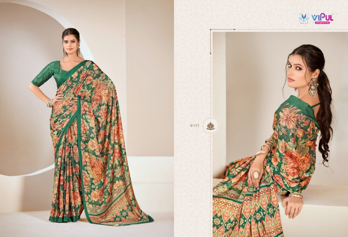 Smriti Vipul Satin Silk Sarees Manufacturer