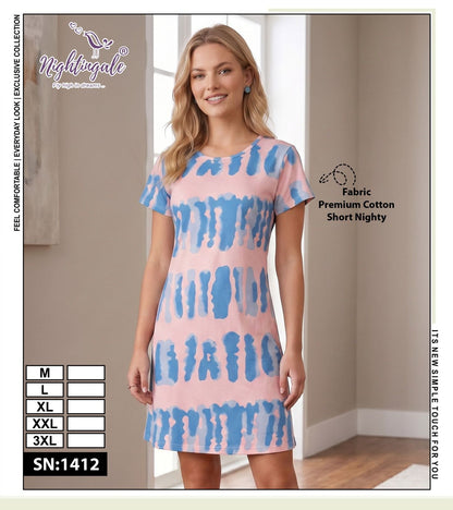 Sn 1412 Nightingale Hosiery Short Night Gown Manufacturer Gujarat