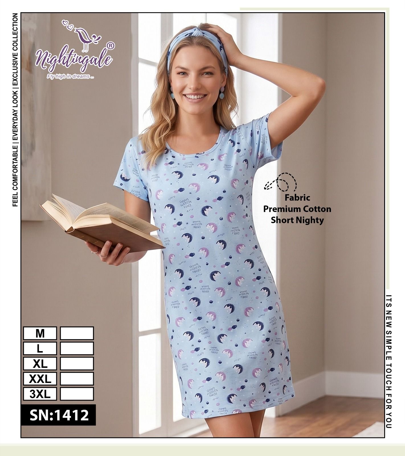 Sn 1412 Nightingale Hosiery Short Night Gown Manufacturer Gujarat