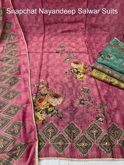 Snapchat Nayandeep Viscose Muslin Salwar Suits Wholesale