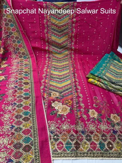 Snapchat Nayandeep Viscose Muslin Salwar Suits Wholesale