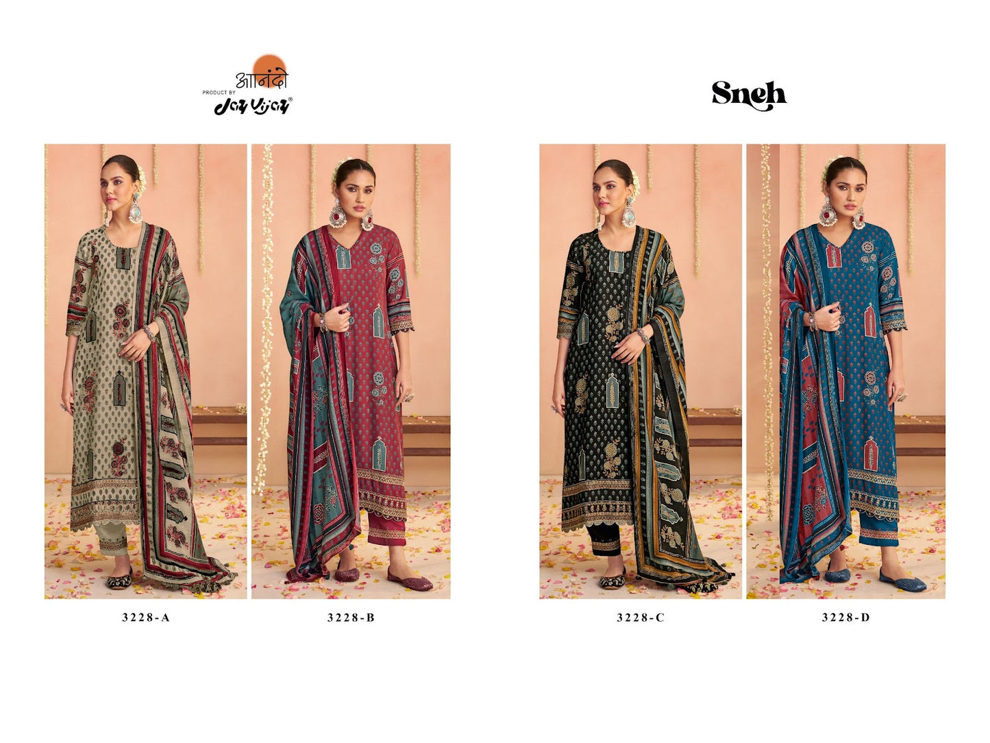 Sneh 3228 Jay Vijay Anando Pashmina Suits Wholesale Rate