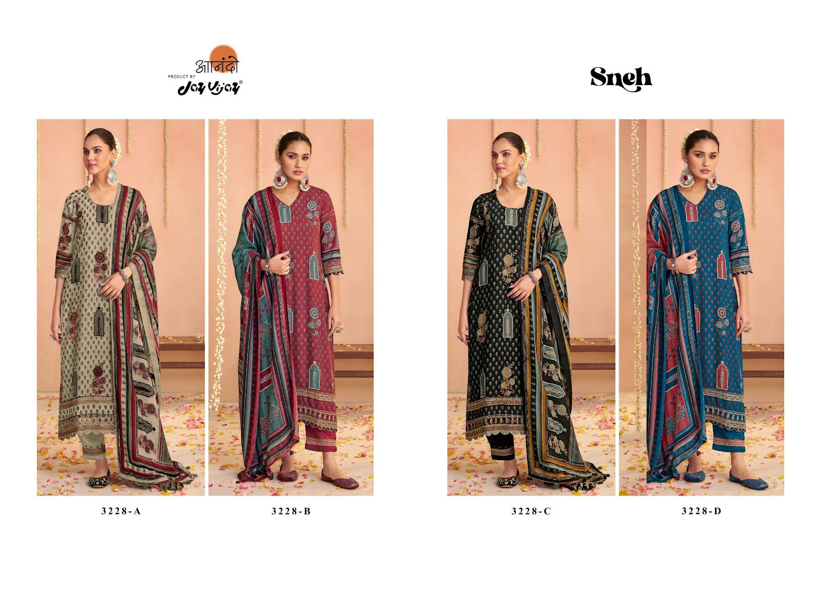 Sneh 3228 Jay Vijay Anando Pashmina Suits Wholesale Rate