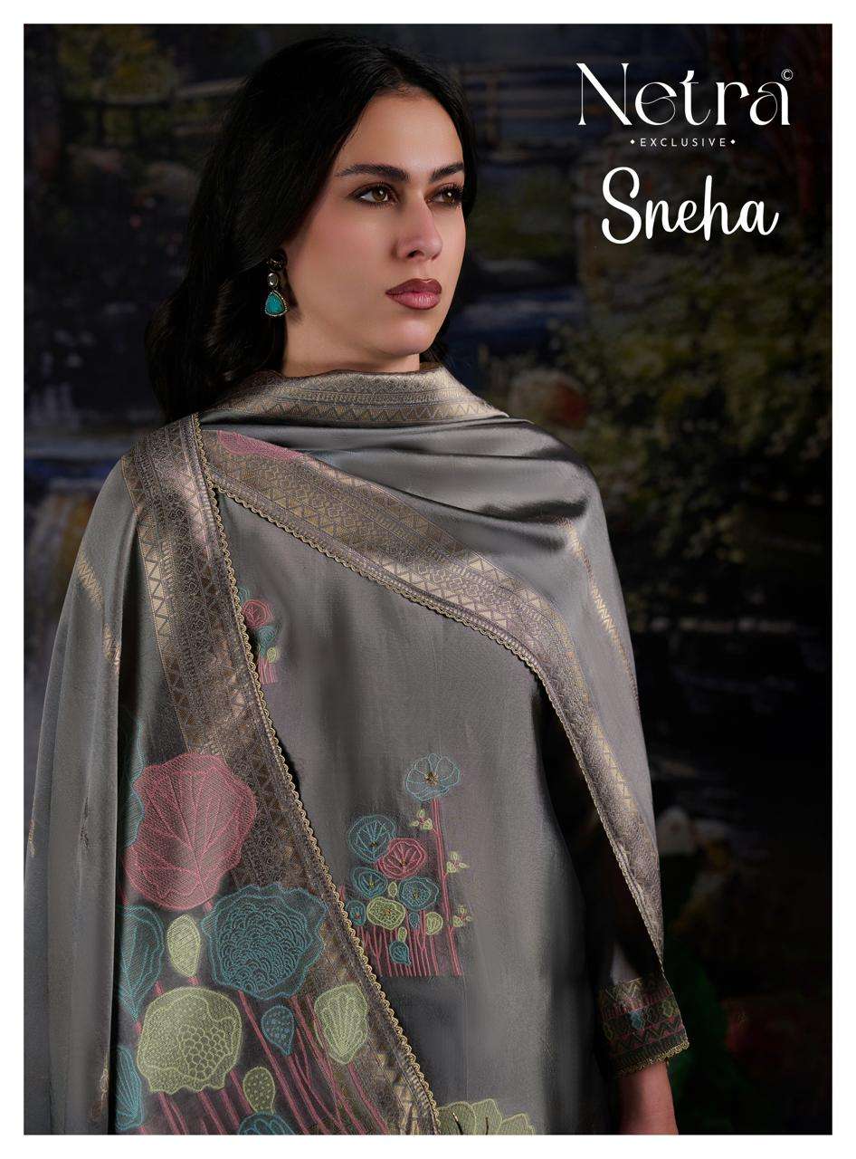Sneha Netra Woven Silk Pant Style Suits Wholesaler Gujarat