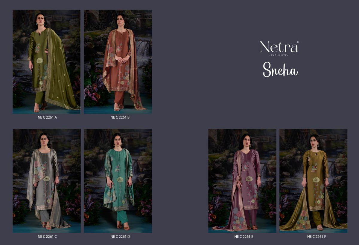 Sneha Netra Woven Silk Pant Style Suits Wholesaler Gujarat