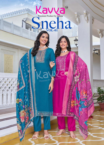 Sneha Vol 1 Kavya Viscose Readymade Pant Style Suits Manufacturer Gujarat