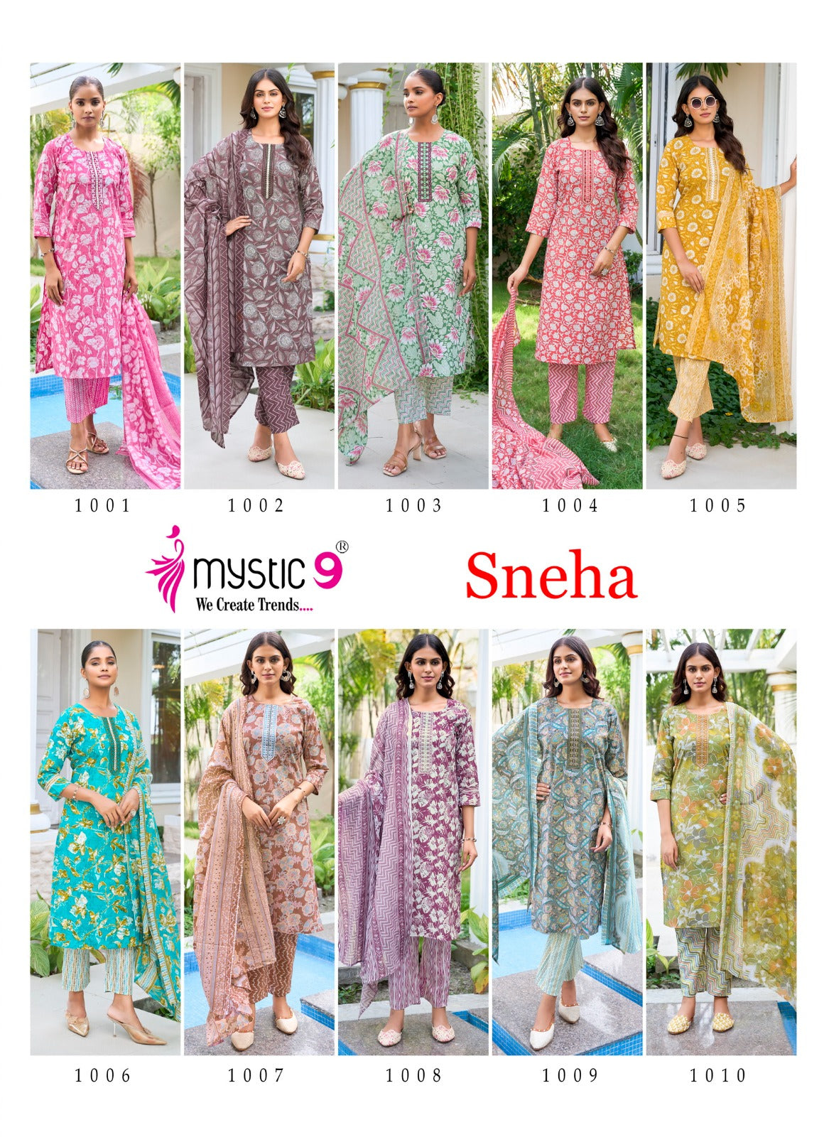 Sneha Vol 1 Mystic 9 Readymade Cotton Pant Suits Manufacturer Gujarat