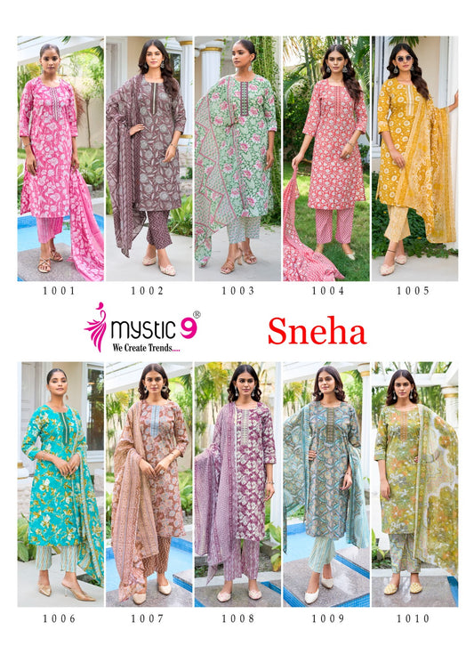 Sneha Vol 1 Mystic 9 Readymade Cotton Pant Suits Manufacturer Gujarat