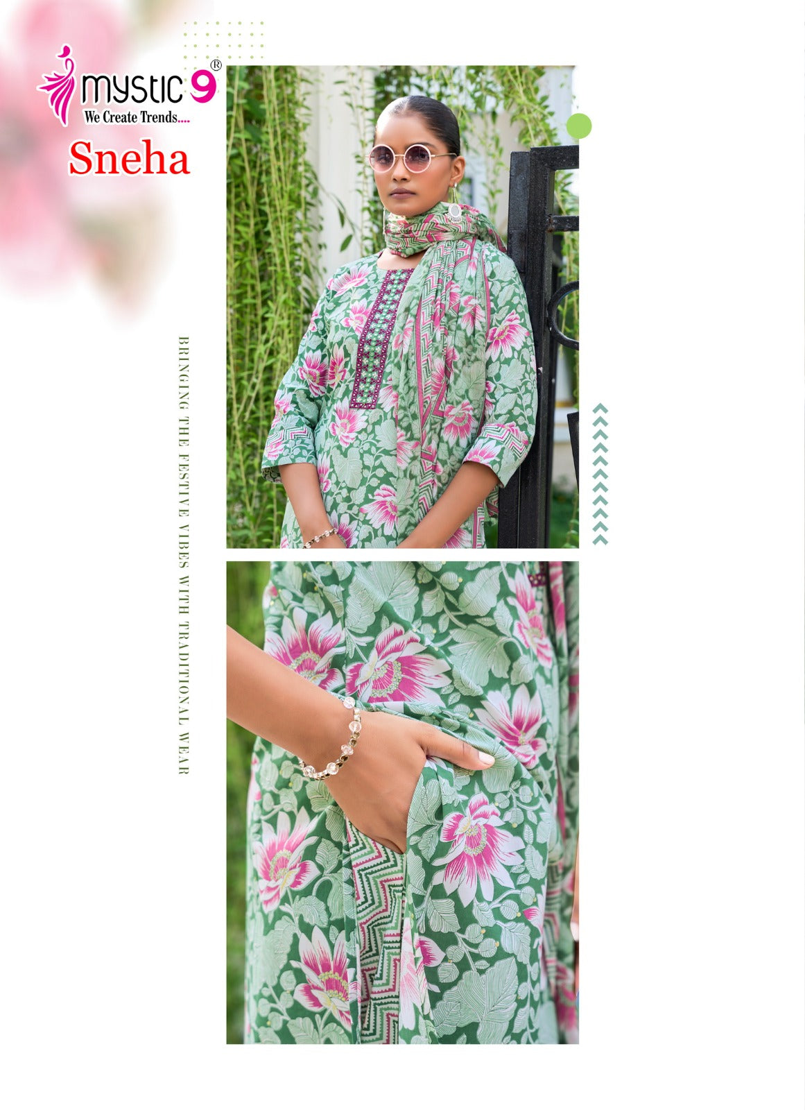 Sneha Vol 1 Mystic 9 Readymade Cotton Pant Suits Manufacturer Gujarat