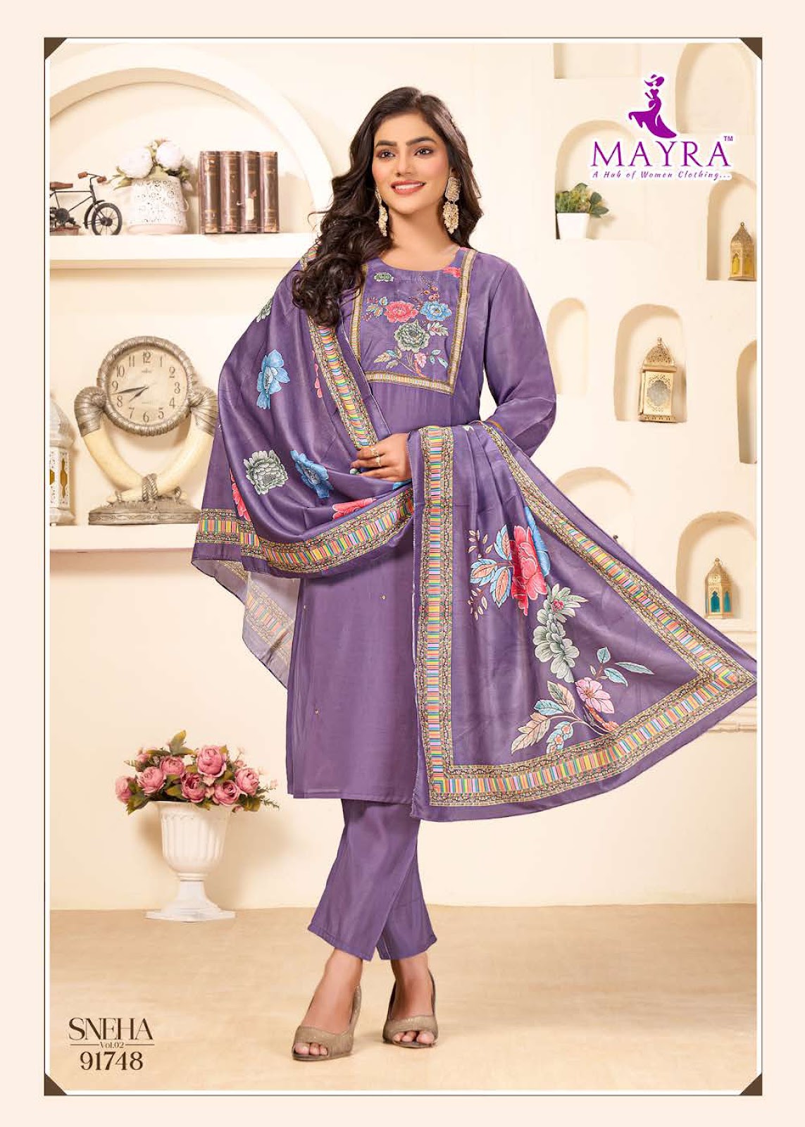 Sneha Vol 2 Mayra Roman Silk Readymade Pant Style Suits Manufacturer Gujarat