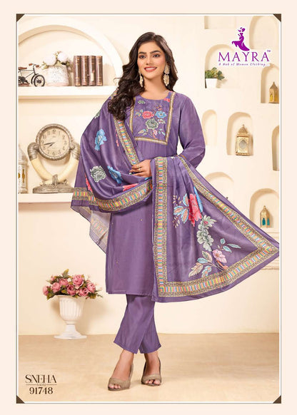 Sneha Vol 2 Mayra Roman Silk Readymade Pant Style Suits Manufacturer Gujarat