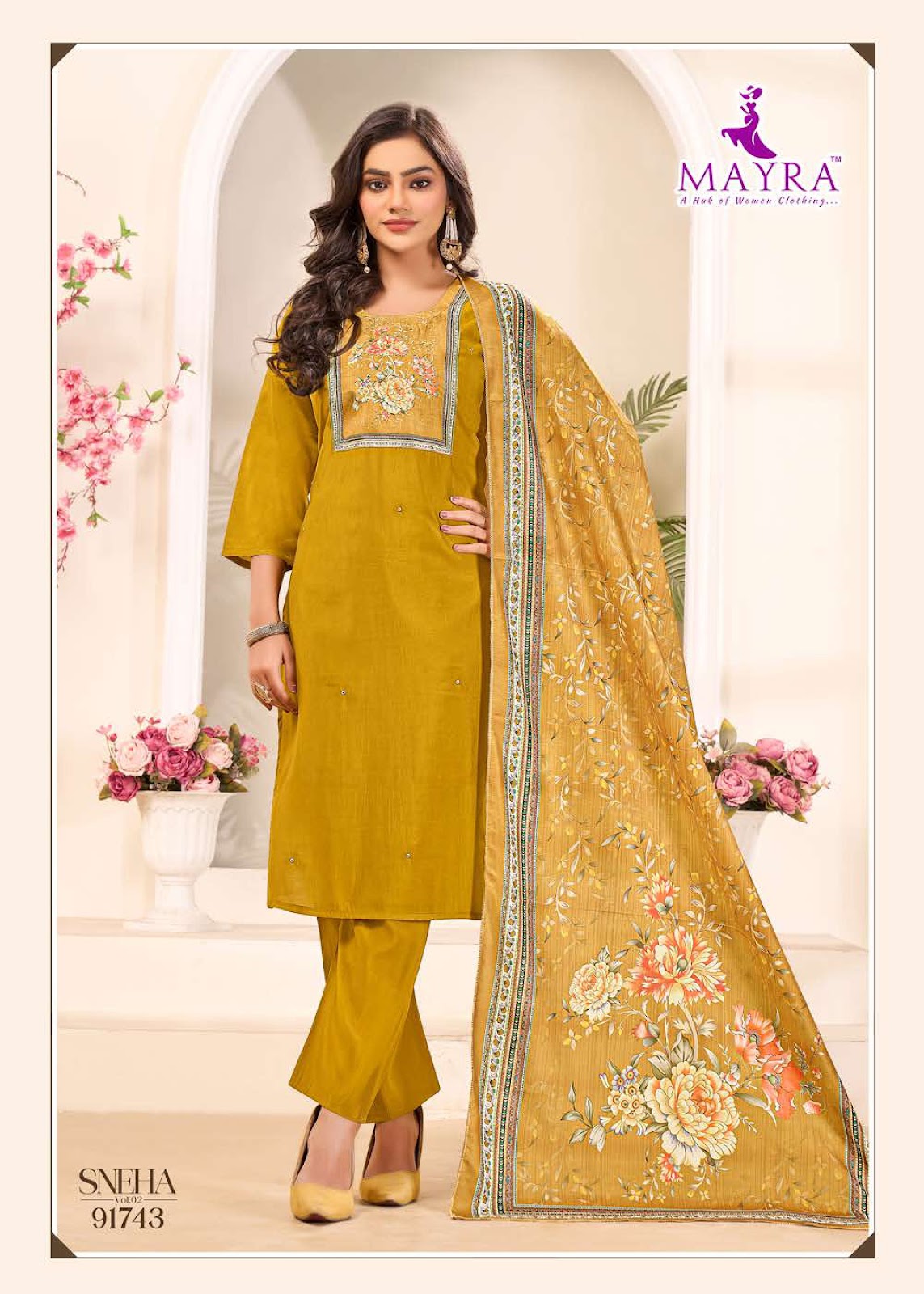 Sneha Vol 2 Mayra Roman Silk Readymade Pant Style Suits Manufacturer Gujarat