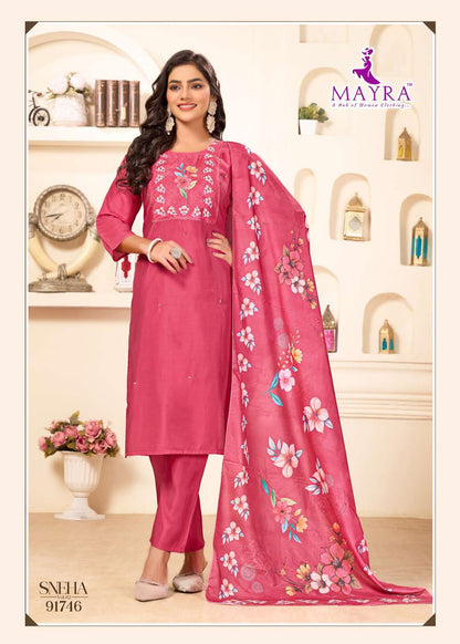 Sneha Vol 2 Mayra Roman Silk Readymade Pant Style Suits Manufacturer Gujarat