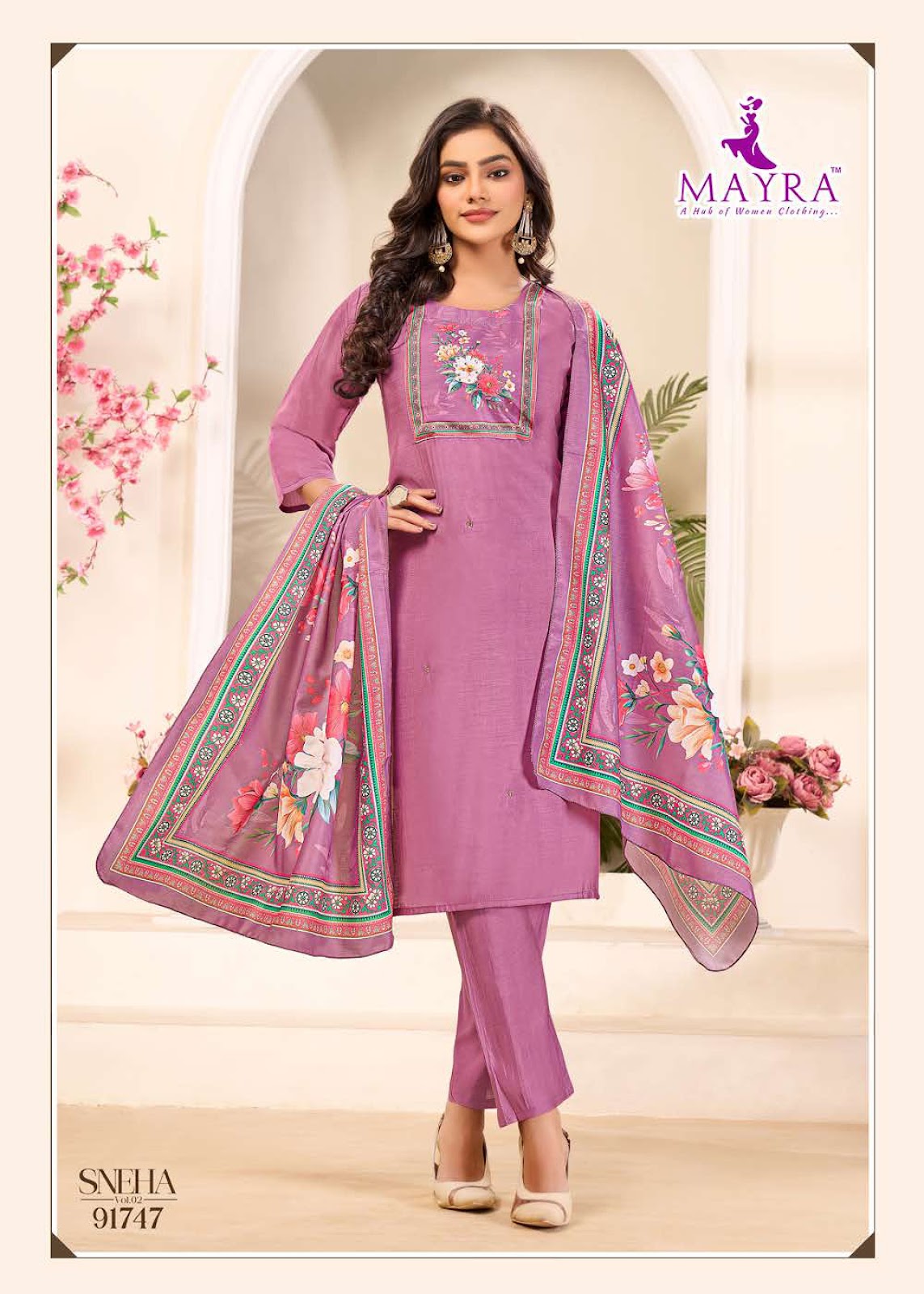 Sneha Vol 2 Mayra Roman Silk Readymade Pant Style Suits Manufacturer Gujarat