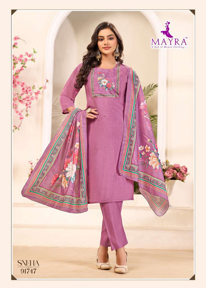 Sneha Vol 2 Mayra Roman Silk Readymade Pant Style Suits Manufacturer Gujarat