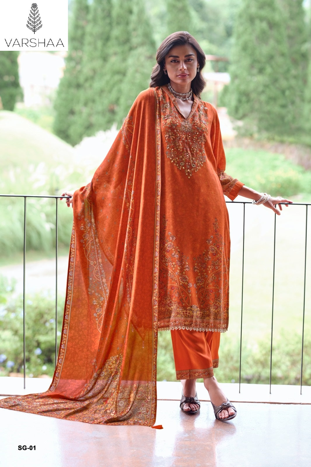 Snigdha Varshaa Viscose Muslin Pant Style Suits Exporter Ahmedabad
