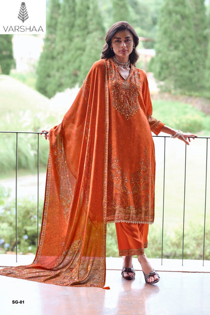 Snigdha Varshaa Viscose Muslin Pant Style Suits Exporter Ahmedabad