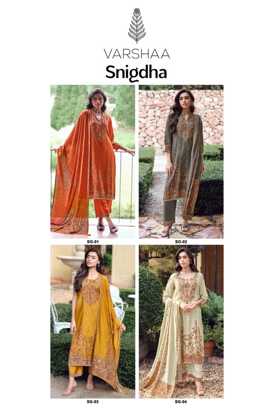 Snigdha Varshaa Viscose Muslin Pant Style Suits Exporter Ahmedabad