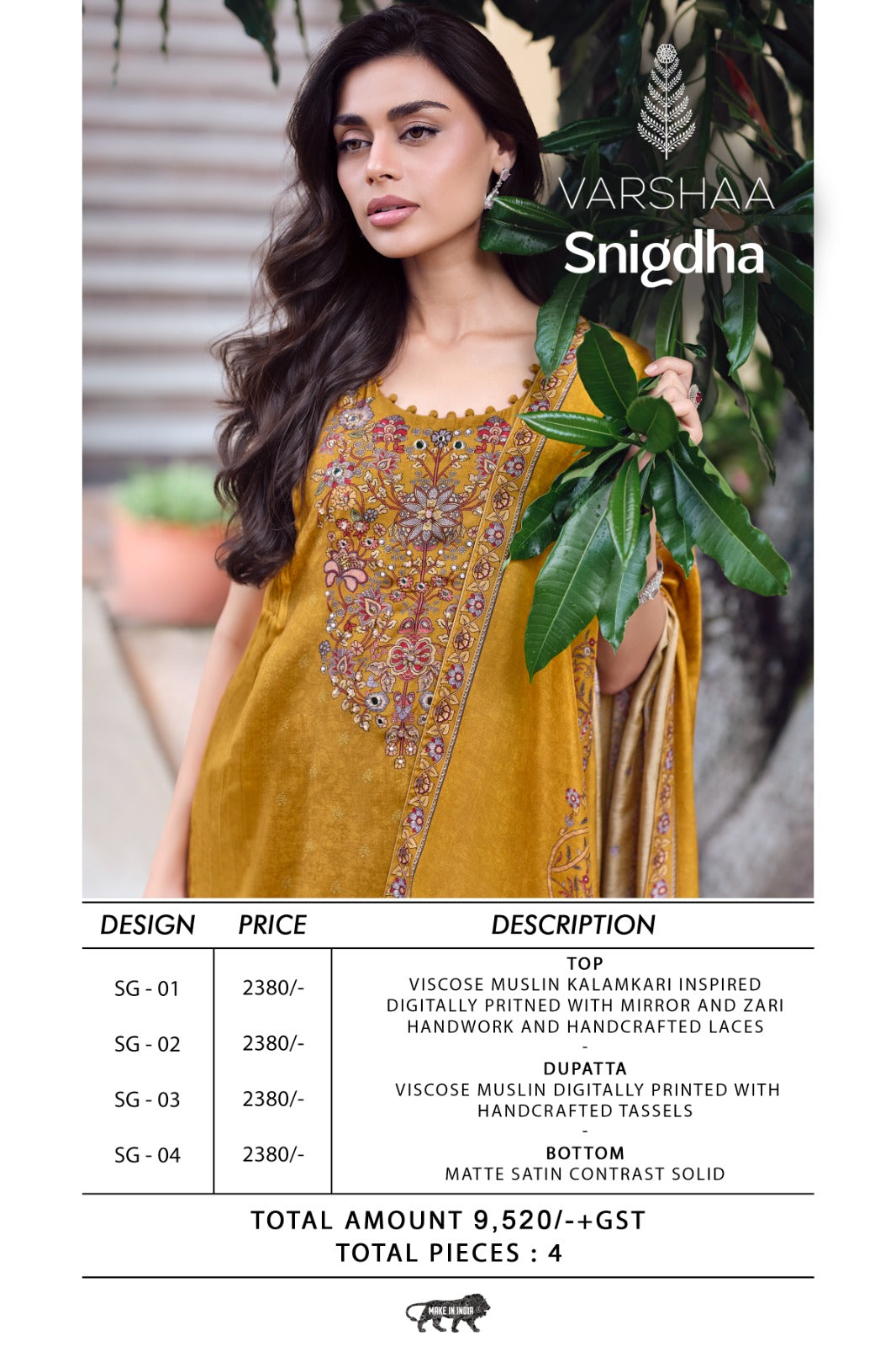 Snigdha Varshaa Viscose Muslin Pant Style Suits Exporter Ahmedabad