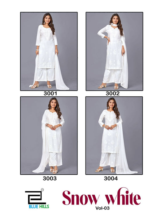 Snow White Vol 3 Blue Hills Rayon 14Kg Readymade Plazzo Style Suits Manufacturer Gujarat