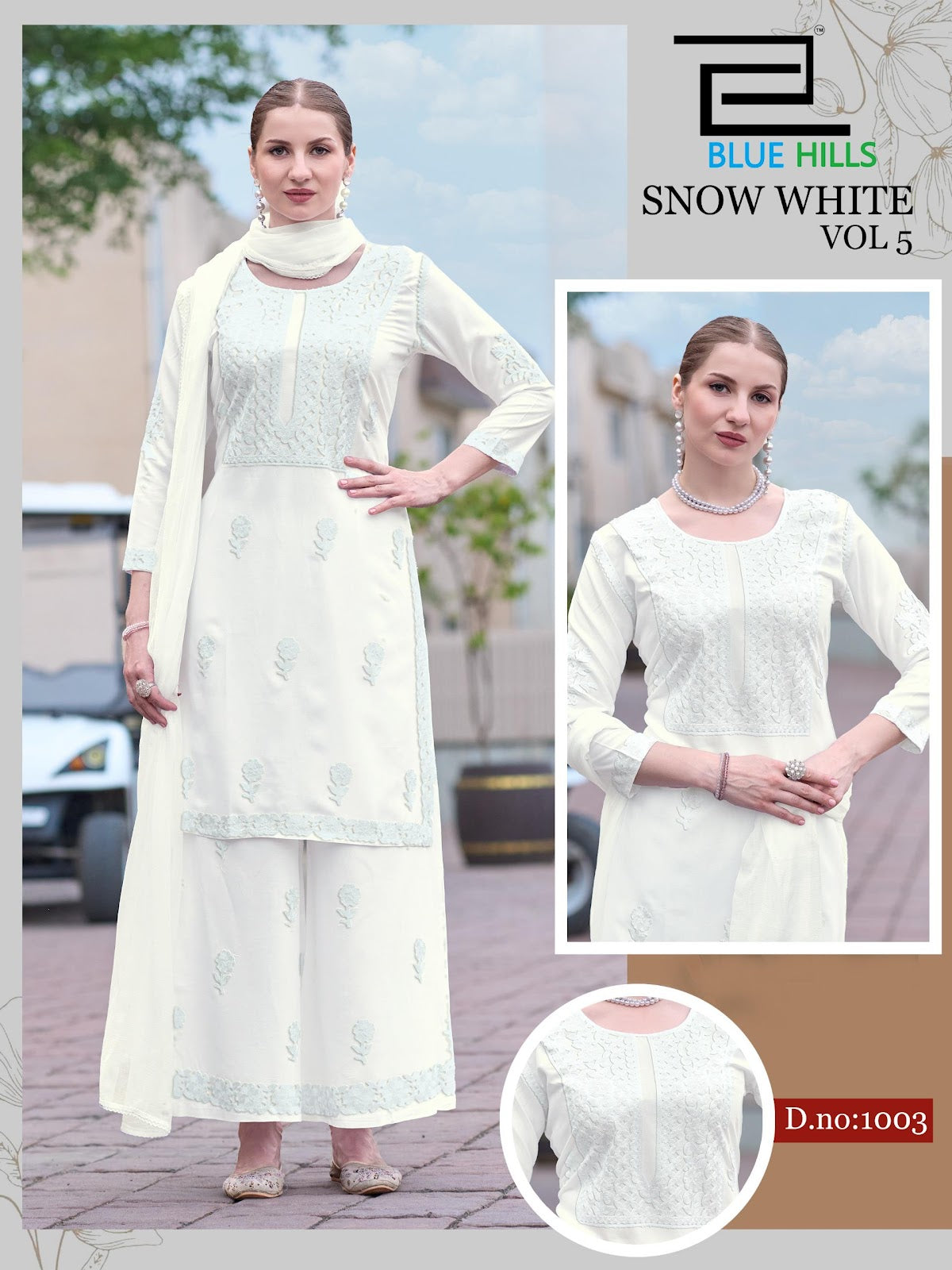 Snow White Vol 5 Blue Hills Rayon 14Kg Readymade Plazzo Style Suits Manufacturer Ahmedabad