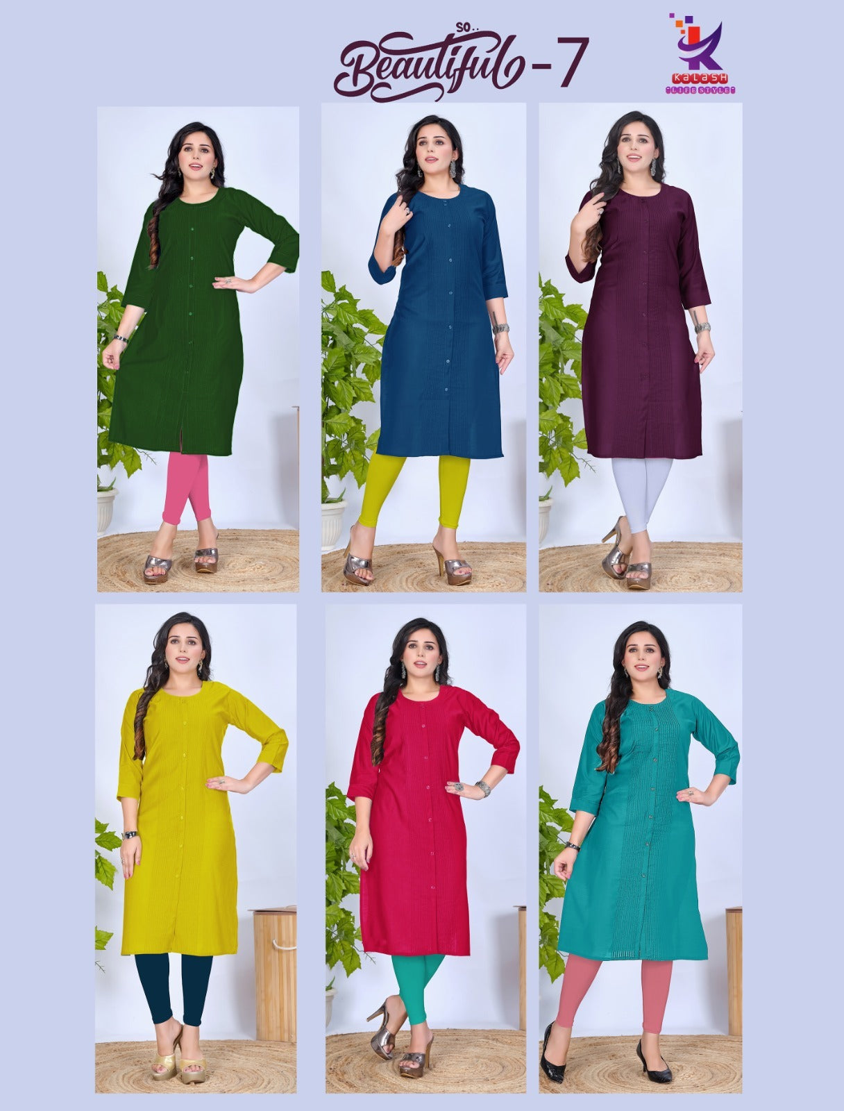 So Beautiful 7 Mlm Kalash Lifestyle Vertican Straight Cut Kurtis Wholesale Price