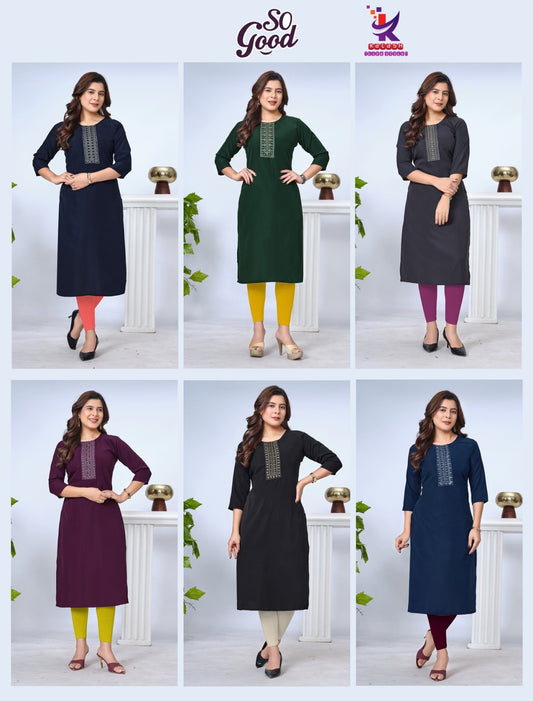 So Good Mlm Kalash Lifestyle Imported Long Straight Kurti Wholesale Rate