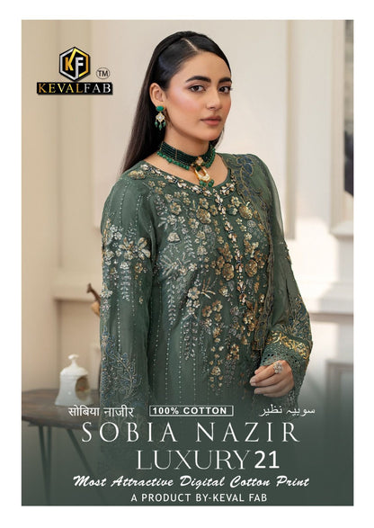 Sobia Nazir Luxury 21 Keval Fab Cotton Karachi Salwar Suits Exporter