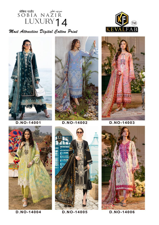 Sobia Nazir Luxury Vol 14 Keval Fab Cotton Karachi Salwar Suits Exporter