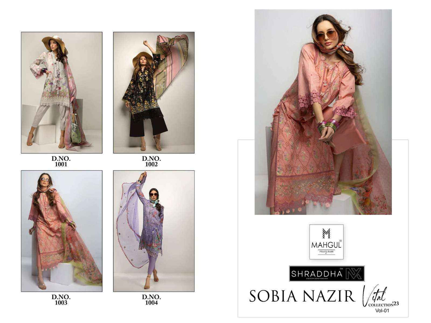 Sobia Nazir Vital Vol 1 Mahgul Shraddha Nx Lawn Cotton Pakistani Patch Work Suits Exporter