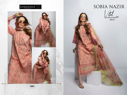 Sobia Nazir Vital Vol 1 Mahgul Shraddha Nx Lawn Cotton Pakistani Patch Work Suits Exporter
