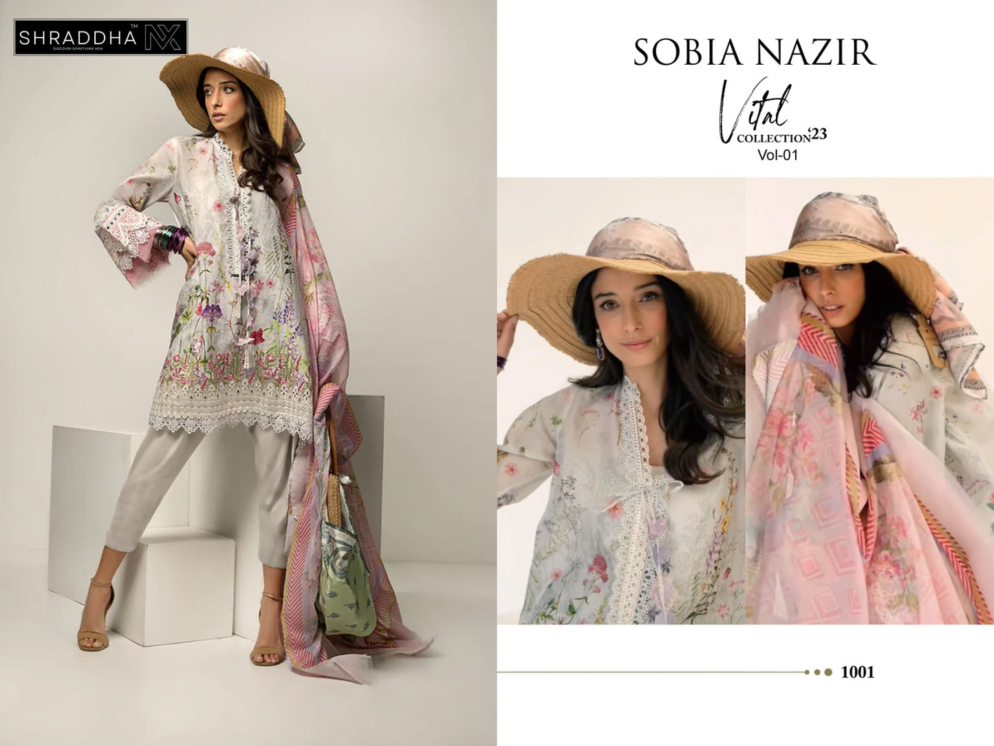 Sobia Nazir Vital Vol 1 Mahgul Shraddha Nx Lawn Cotton Pakistani Patch Work Suits Exporter