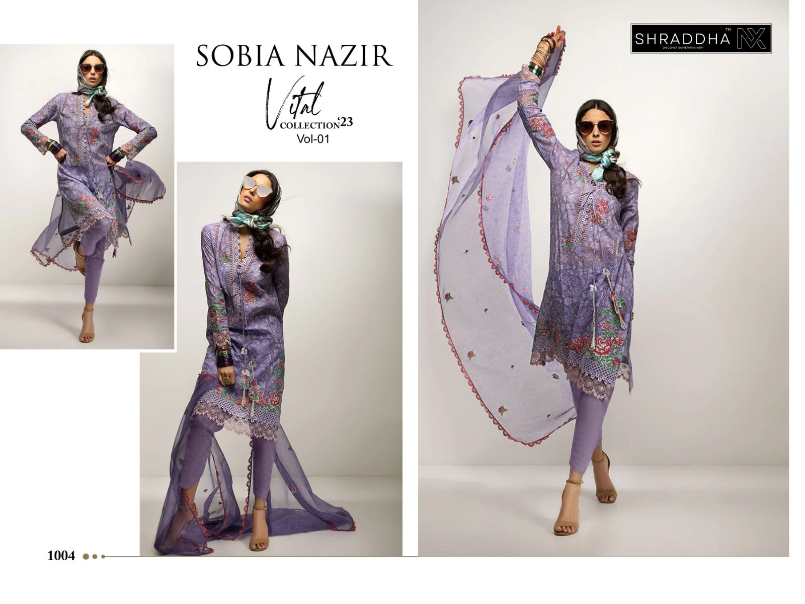 Sobia Nazir Vital Vol 1 Mahgul Shraddha Nx Lawn Cotton Pakistani Patch Work Suits Exporter