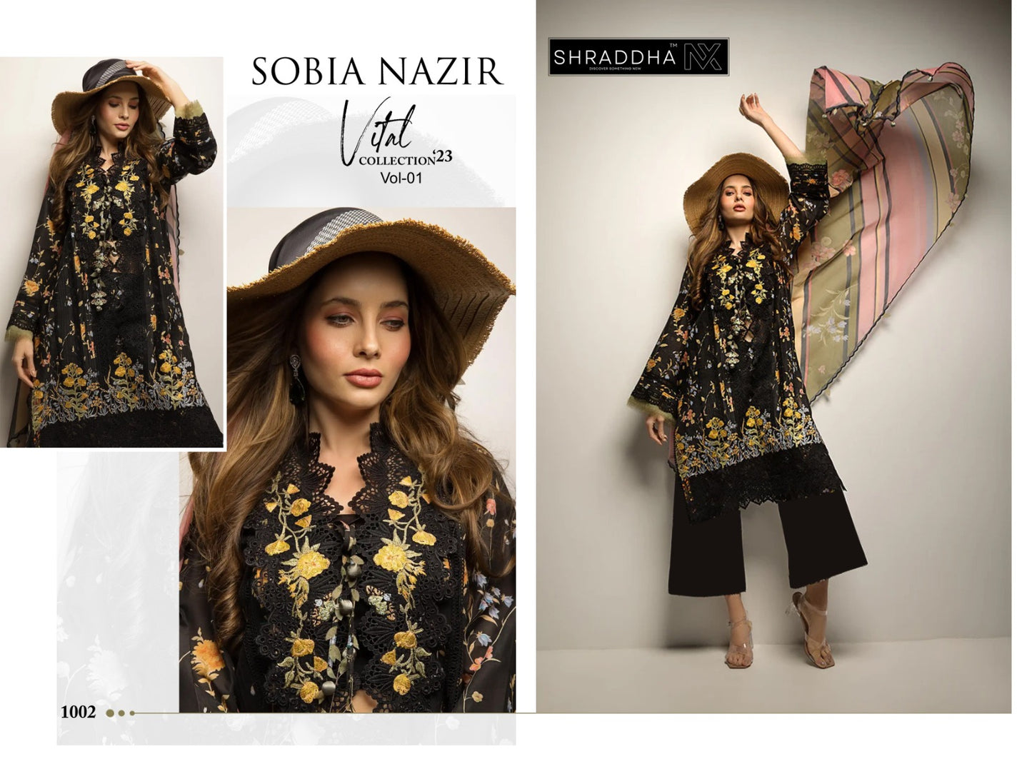 Sobia Nazir Vital Vol 1 Mahgul Shraddha Nx Lawn Cotton Pakistani Patch Work Suits Exporter
