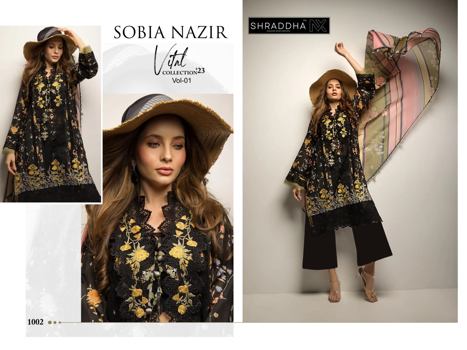 Sobia Nazir Vital Vol 1 Mahgul Shraddha Nx Lawn Cotton Pakistani Patch Work Suits Exporter