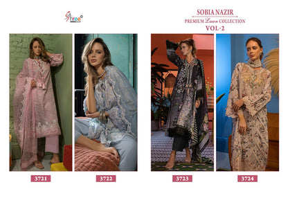 Sobia Nazir Vol 2 Premium Lawn Collection Shree Fabs Cotton Pakistani Patch Work Suits Wholesale