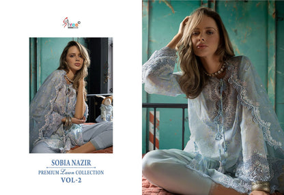 Sobia Nazir Vol 2 Premium Lawn Collection Shree Fabs Cotton Pakistani Patch Work Suits Wholesale