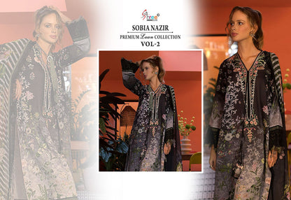 Sobia Nazir Vol 2 Premium Lawn Collection Shree Fabs Cotton Pakistani Patch Work Suits Wholesale