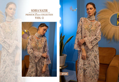 Sobia Nazir Vol 2 Premium Lawn Collection Shree Fabs Cotton Pakistani Patch Work Suits Wholesale