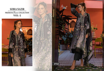 Sobia Nazir Vol 2 Premium Lawn Collection Shree Fabs Cotton Pakistani Patch Work Suits Wholesale