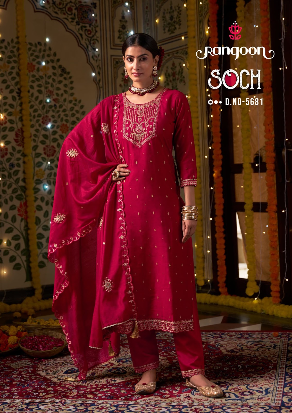 Soch Rangoon Viscose Jacquard Readymade Pant Style Suits Wholesale