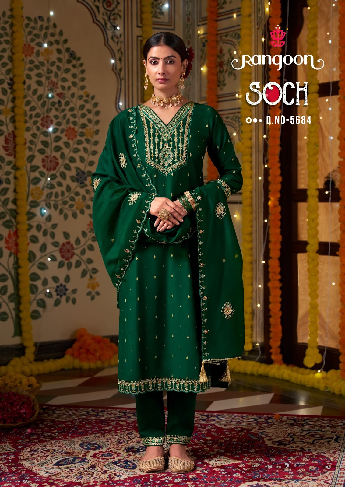 Soch Rangoon Viscose Jacquard Readymade Pant Style Suits Wholesale