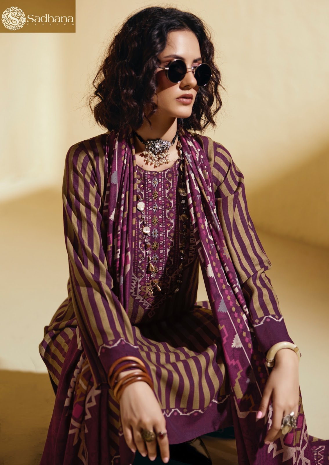 Sofi Sadhana Viscose Pashmina Suits Supplier Gujarat
