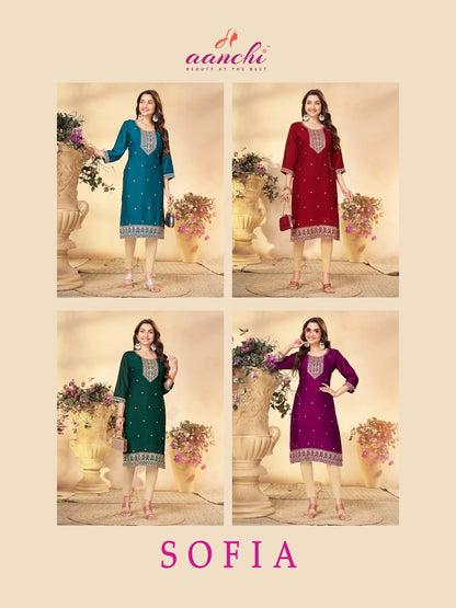 Sofia Aanchi Vichitra Silk Long Straight Kurti Manufacturer